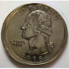 UNITED STATES OF AMERICA 1998 . QUARTER 1/4 DOLLAR COIN . ERROR . MIS-STRIKE